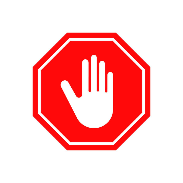 Stop Hand Palm Zeichen, Vektor isoliertes Symbol. - Vektor, Bild