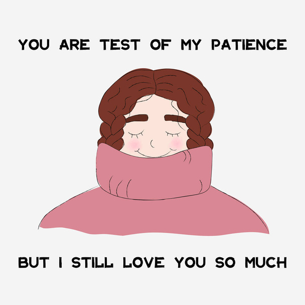usted es la prueba de mi paciencia, pero todavía te amo tanto cita el día de San Valentín 14 de febrero tarjeta - Vector, Imagen