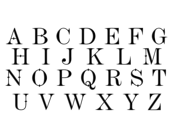 Roman decorative alphabet isolated on white background. - Vector, Image