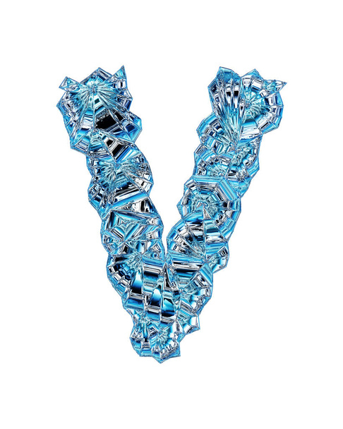 Голубые кристаллы и буква "Glass". - Фото, изображение