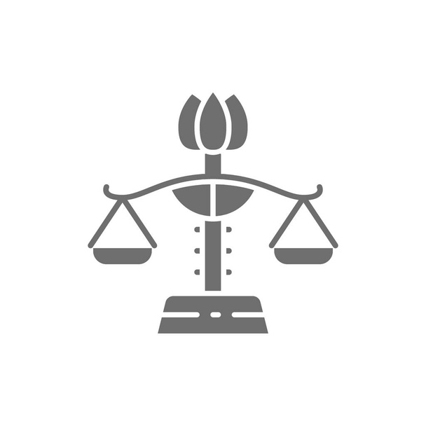 Female libra, gender equality, lady justice grey icon. - Vector, Image