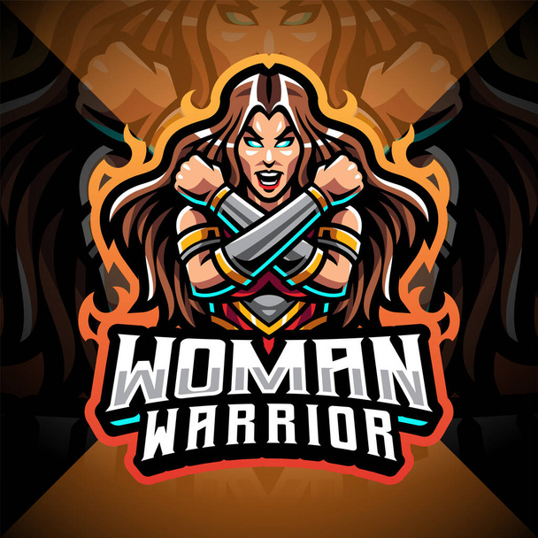 Дизайн логотипа талисмана женского воина - Вектор,изображение