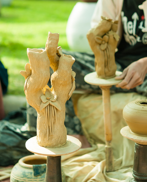 aardewerk ambachtelijke keramische klei potter menselijke hand - Foto, afbeelding