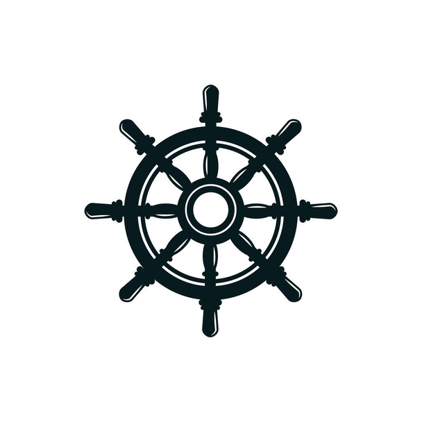 Retro handwheel isolated navigation symbol. Vector steering wheel with handles, control shipwheel - Vector, Image