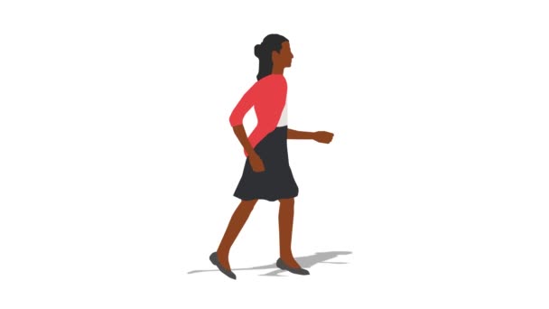 Caminando animación de dibujos animados de mujer negra. Animación de bucle (vídeo 4K ). - Imágenes, Vídeo