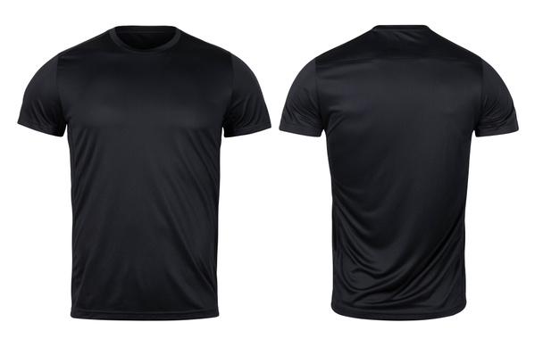 T-shirt sport noir devant et dos mockup isolé sur fond blanc avec chemin de coupe. - Photo, image