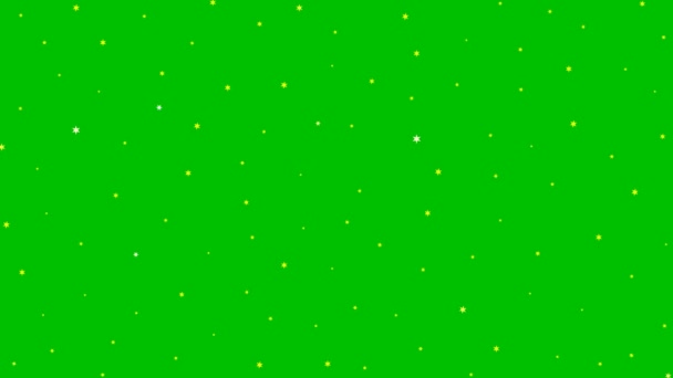 Animoidut keltaiset tähdet loistavat. Vektori kuva eristetty vihreällä taustalla. - Materiaali, video