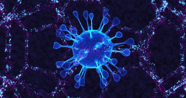 Coronavirus cells COVID-19 Infectious disease. Fast transmission spread disease. High concentration of coronavirus . 3D rendering 3D illustration - Photo, Image
