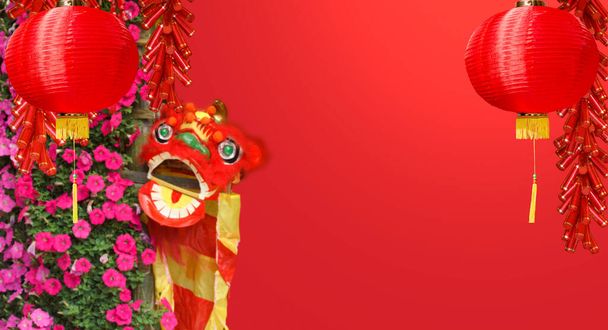 Lanternas de dragão ano novo chinês em chinatown. - Foto, Imagem