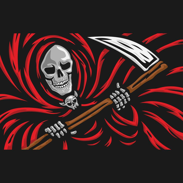  skull of grim reaper with the sickle logo. vector illustration - Foto, Imagen