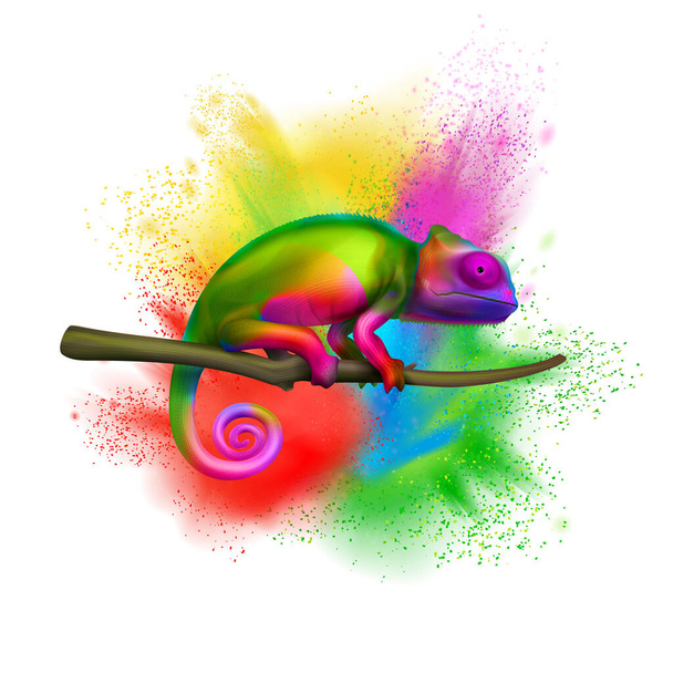Chameleon Color Explosion Realistic - Vector, Image