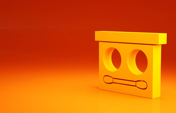 Палитра тени желтого глаза с изображением кисти, выделенной на оранжевом фоне. Концепция минимализма. 3D-рендеринг - Фото, изображение