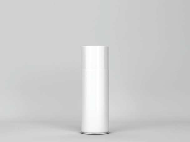 Maqueta de tubo aerosol en blanco. Ilustración 3d sobre fondo gris  - Foto, imagen