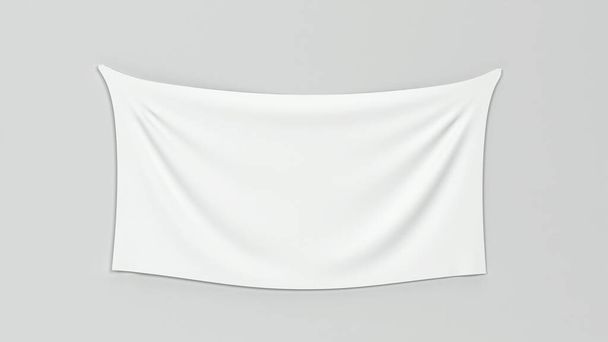 Blank cloth banner mockup. 3d illustration on gray background  - Foto, Bild