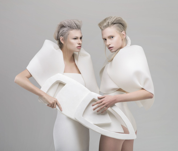 Two futuristic blonde women - Valokuva, kuva