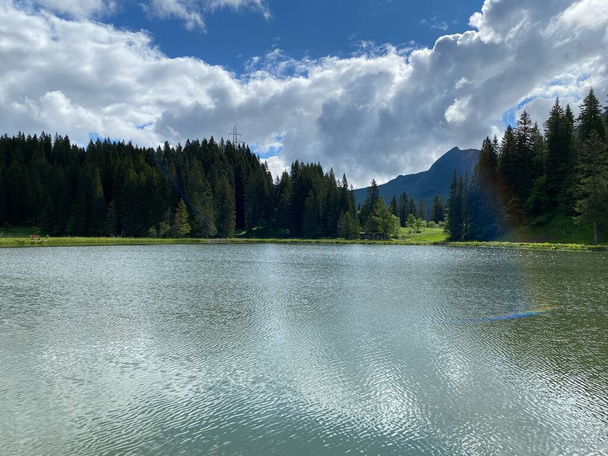 Az alpesi tó Seeblisee lábánál a hegylánc Első és a Schwyz Alpok hegylánc, Oberiberg - Canton Schwyz, Svájc (Kanton Schwyz, Schweiz) - Fotó, kép