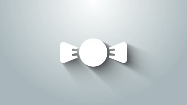 Ikona krawata White Bow odizolowana na szarym tle. 4K Animacja graficzna ruchu wideo - Materiał filmowy, wideo
