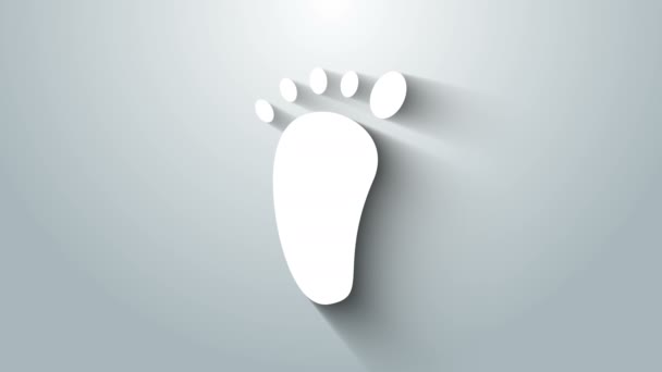 Ícone de massagem de pé branco isolado no fundo cinza. Animação gráfica em movimento de vídeo 4K - Filmagem, Vídeo