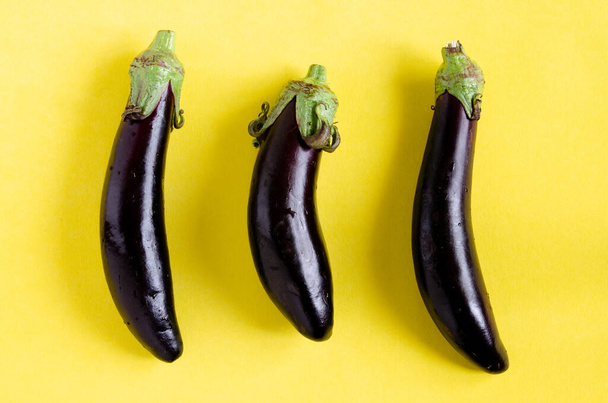 set of three eggplant isolated on a white background - Photo, Image