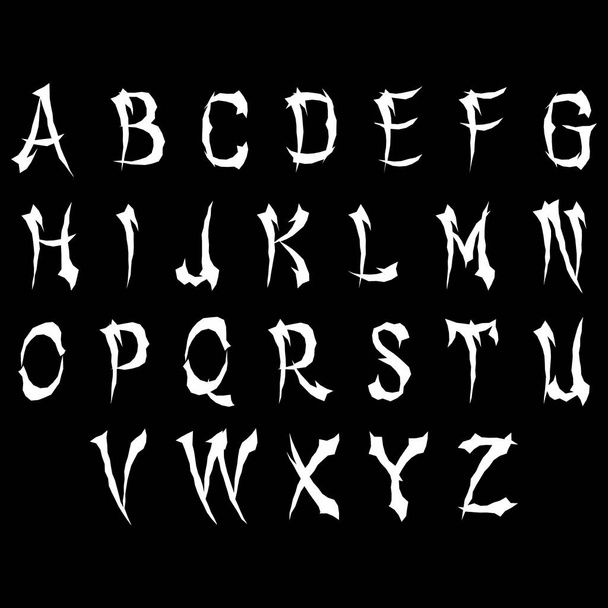 Векторный декоративный алфавит на черном фоне. - Вектор,изображение