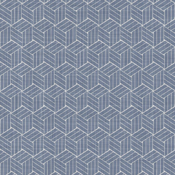 Fondo de impresión geométrica de bloque de lino de granja francesa sin costuras. Provenza azul gris rústico patrón textura. Shabby chic estilo viejo tejido borroso textil por todas partes imprimir. - Foto, Imagen