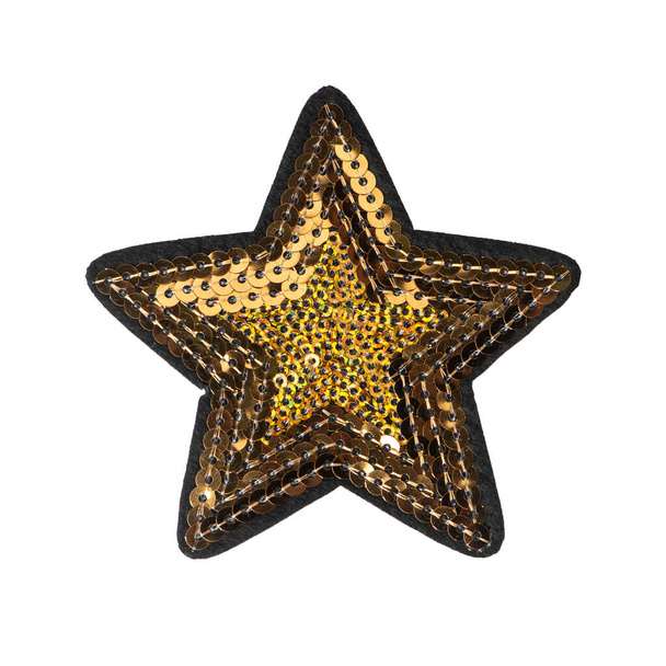 Golden sequin star patch isolated on white background - Фото, зображення