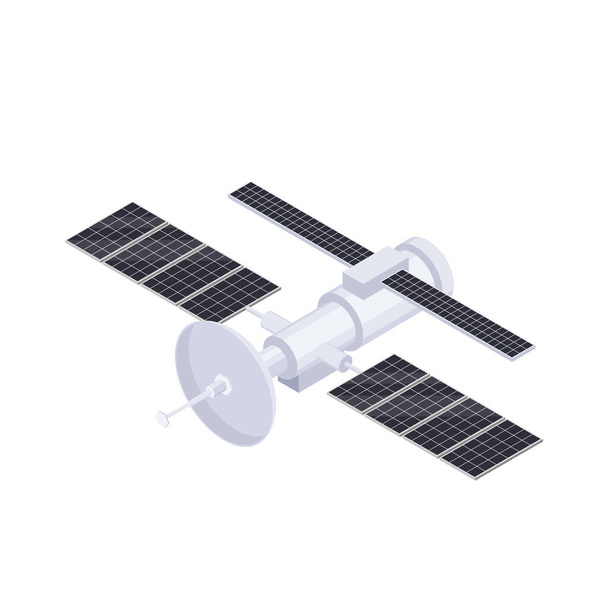 Meteo Satelliitti Isometrinen kokoonpano - Vektori, kuva