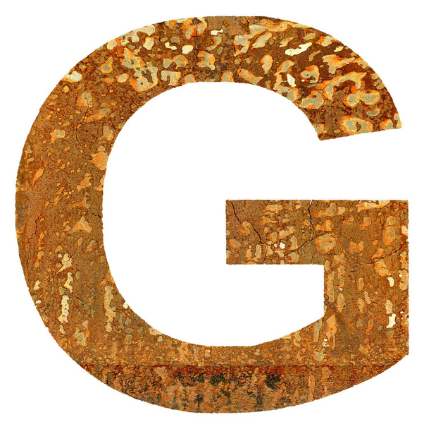 Cracked rusty coarse letter isolated on white background. - Photo, image