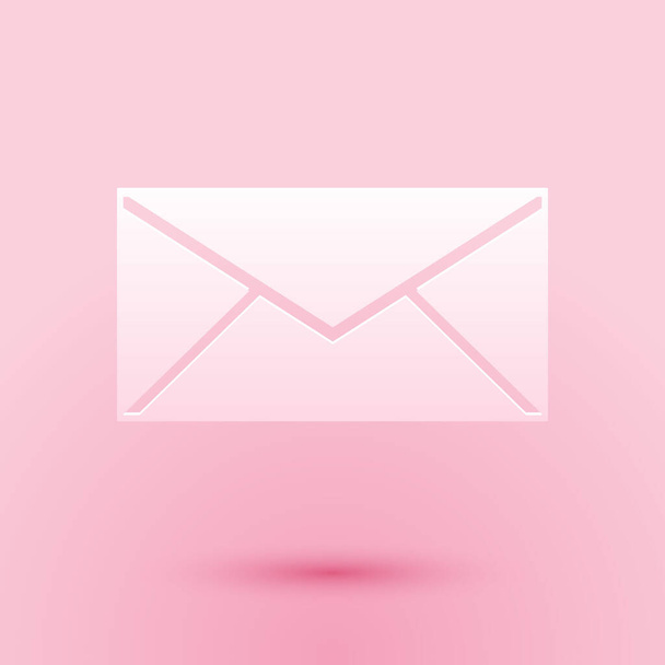 Paper cut Envelope icon isolated on pink background. Email message letter symbol. Paper art style. Vector. - Vecteur, image