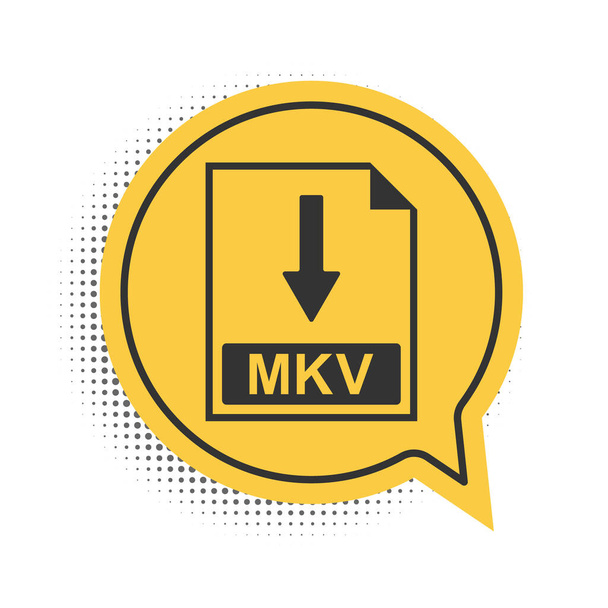 Black MKV file document icon. Download MKV button icon isolated on white background. Yellow speech bubble symbol. Vector. - Vector, Image