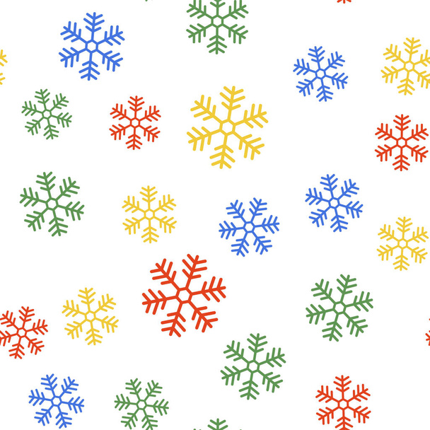 Kleur Sneeuwvlok pictogram geïsoleerd naadloos patroon op witte achtergrond. Vector. - Vector, afbeelding