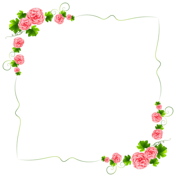 Uma borda com flores rosa cravo
 - Vetor, Imagem