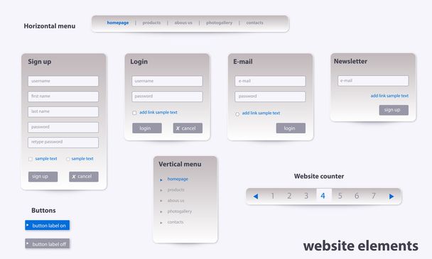 zakelijke website elementen met tekst - Vector, afbeelding
