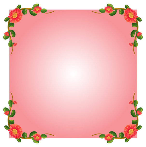 a virágok rózsaszín üres határ sablon - Vektor, kép