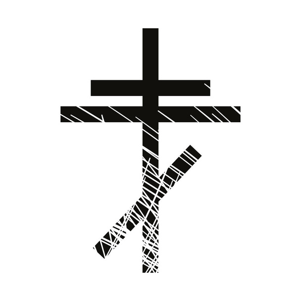 векторная иллюстрация черного русского креста, изолированного на белом - Вектор,изображение