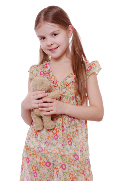 Girl with teddy bear - Fotó, kép