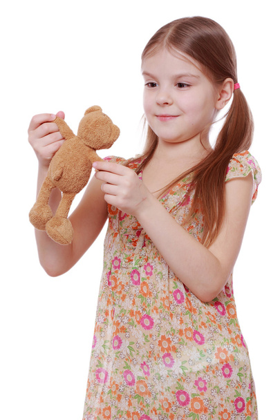 Girl with teddy bear - Fotoğraf, Görsel