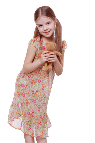 Girl with teddy bear - Φωτογραφία, εικόνα