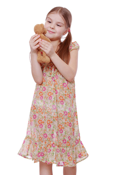 Girl with teddy bear - Фото, зображення