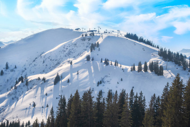 Saalbach Hinterglemm, Austria ski slope panorama - Photo, Image