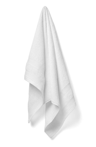 zblízka bílé ručník koupelna na bílém pozadí - Fotografie, Obrázek