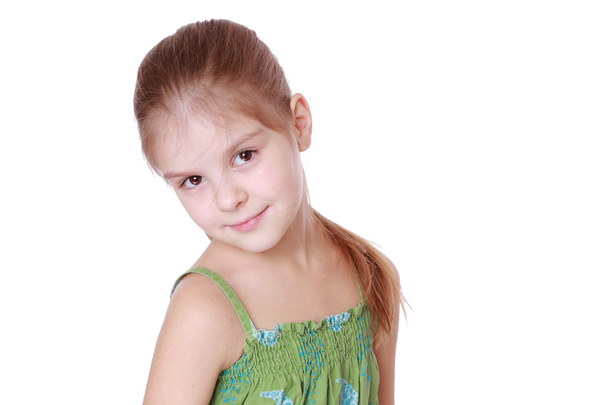 Cute little girl with hairstyle ponytails - Foto, immagini