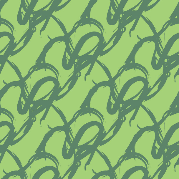 Vector seamless texture background pattern. Hand drawn and green colors. - Vector, Imagen