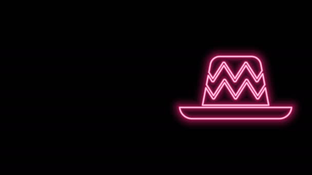 Świecąca neonowa linia Tradycyjna meksykańska ikona sombrero kapelusza odizolowana na czarnym tle. 4K Animacja graficzna ruchu wideo - Materiał filmowy, wideo