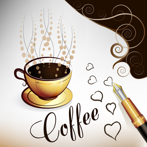 Cup of coffee with hearts - Вектор,изображение
