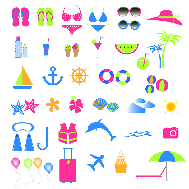 Colorful summer and beach icon - Вектор,изображение