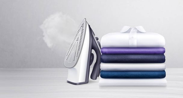 Clothes Stack And Iron - Vector, Image