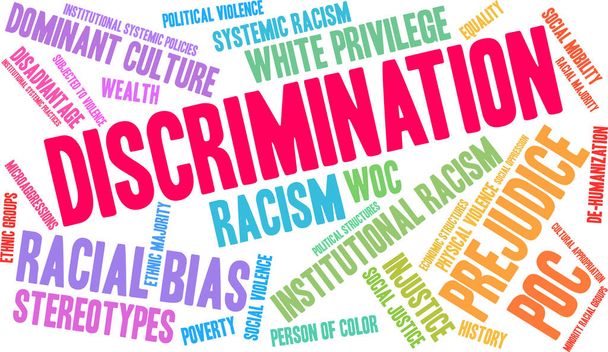Discrimination word cloud on a white background.  - Vector, Image