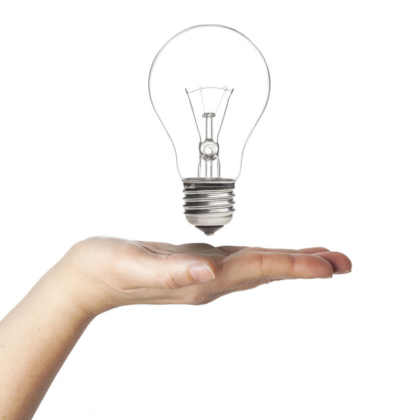 Bulb with hand - Foto, Imagen