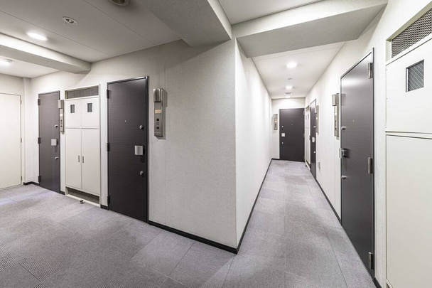 Apartman binalarındaki odalar arasındaki koridor - Fotoğraf, Görsel